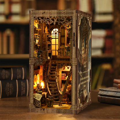 Vintage Book Collection Room Wooden Book Nook DIY Kit - 3D Puzzle House Model, Christmas & Black Friday Craft Gift