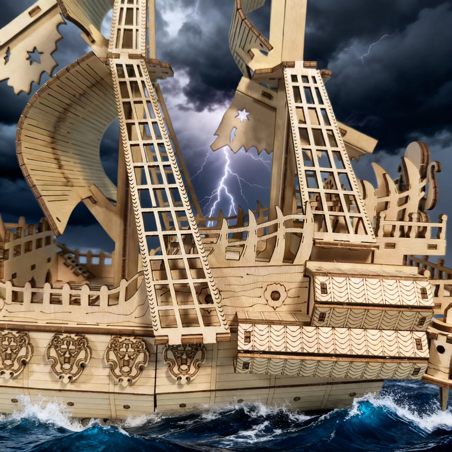 Dutchman Ship 3D Wooden Puzzle Model the Perfect Festive Gift for Halloween, Christmas, Valentine'S Day and Birthdays