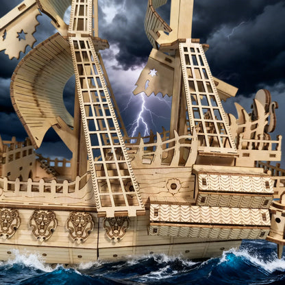 Dutchman Ship 3D Wooden Puzzle Model the Perfect Festive Gift for Halloween, Christmas, Valentine'S Day and Birthdays
