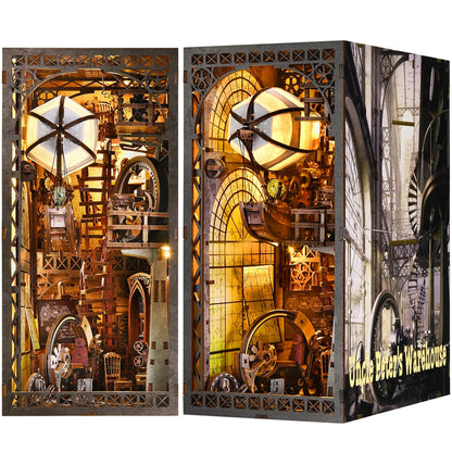Book Nook Kit the Creation Room DIY Wooden Puzzle Workshop Balloon Ship Bookshelf Dollhouse Model Bookend Building Home Deco