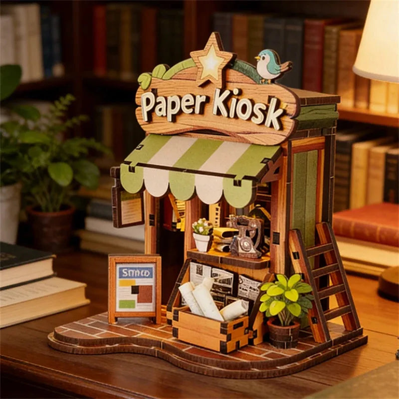 DIY Wooden Mini Casa Japanese Tavern Miniatures with Lights for Friends Birthday Gifts Home Decoration Crafts