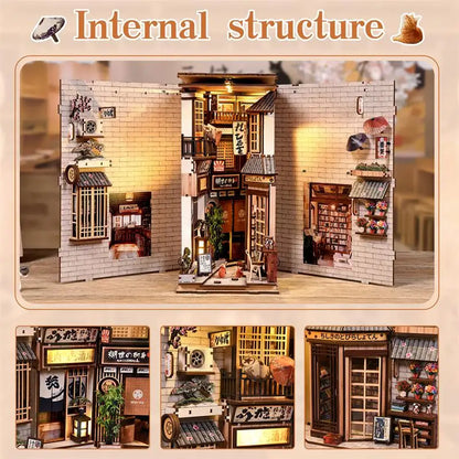 Cat'S Alley DIY Miniature House - 3D Wooden Book Nook Kit, Hand-Assembled Bookend & Home Decor, Christmas and Black Friday