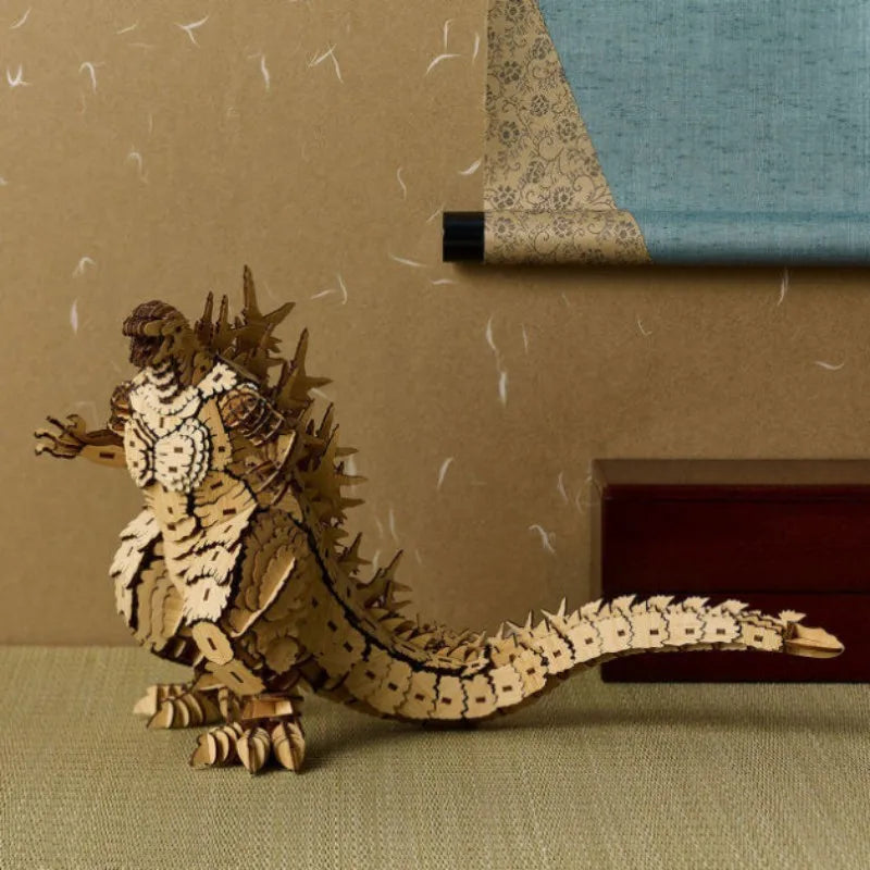 3D Wooden Puzzle King of Monsters, DIY Wooden Blocks Assembly Kit for Adult Collectors, Creative Desktop Decoration Gift