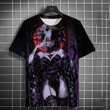 Men'S T-Shirt Cartoon Sexy Samurai Women Graphic T Shirts Summer Casual Harajuku Streetwear 3D Printed Hip Hop Unisex Tops