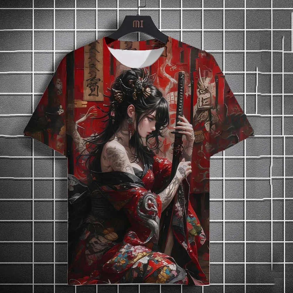 Men'S T-Shirt Cartoon Sexy Samurai Women Graphic T Shirts Summer Casual Harajuku Streetwear 3D Printed Hip Hop Unisex Tops