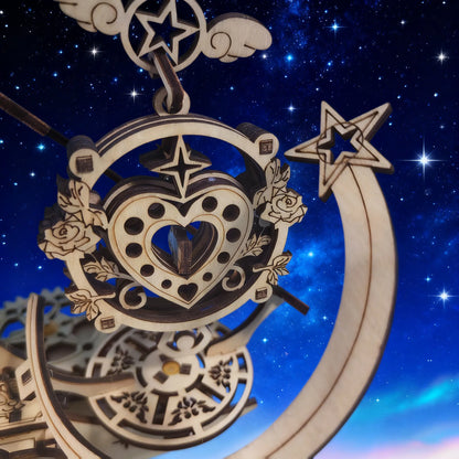 3D Wooden Jigsaw Puzzle, Midsummer Night, Romantic and Exquisite, Design Inspired by the Unique Combination of Hearts and Stars.