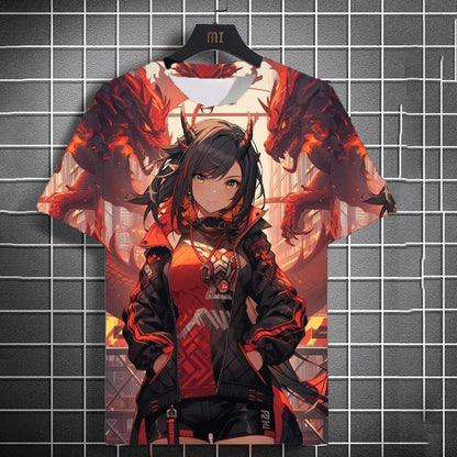 Japanese Style Samurai Katana Girl T-Shirts 3D Print Personality Anime T Shirt Men/Women Short Sleeve Top Fashion Men'S Clothes