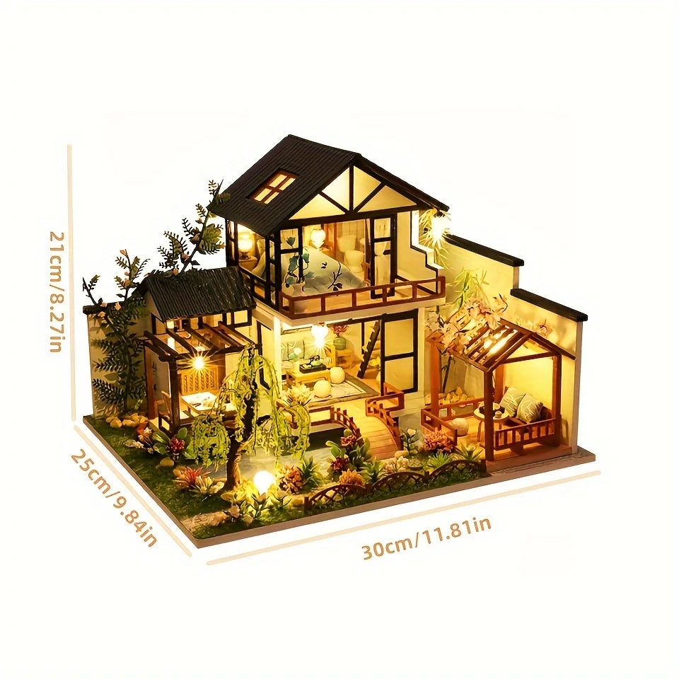 1Pc,Diy Wooden Doll House,Assembly Model Kit,3D Puzzle, Birthday Christmas Gifts for Teenagers and Adults,Home Decor Micro Model