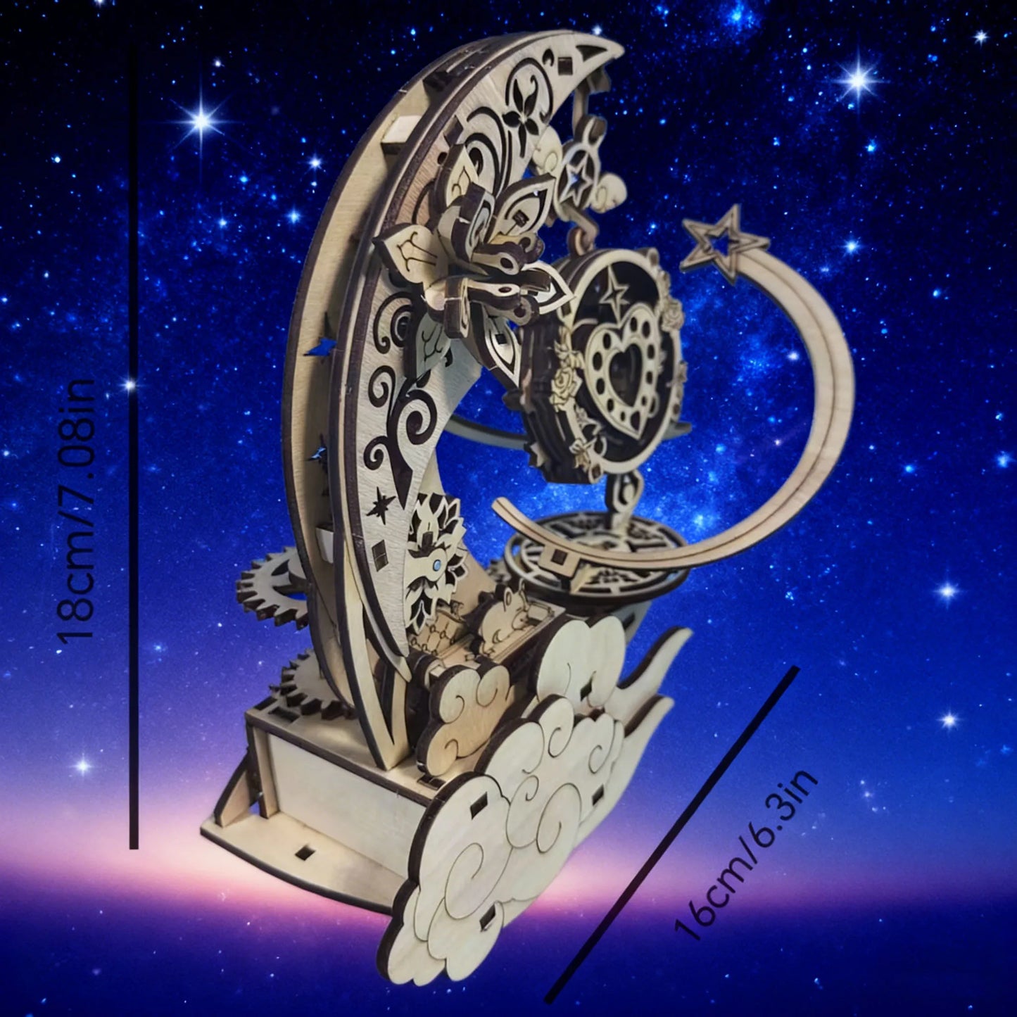 3D Wooden Jigsaw Puzzle, Midsummer Night, Romantic and Exquisite, Design Inspired by the Unique Combination of Hearts and Stars.