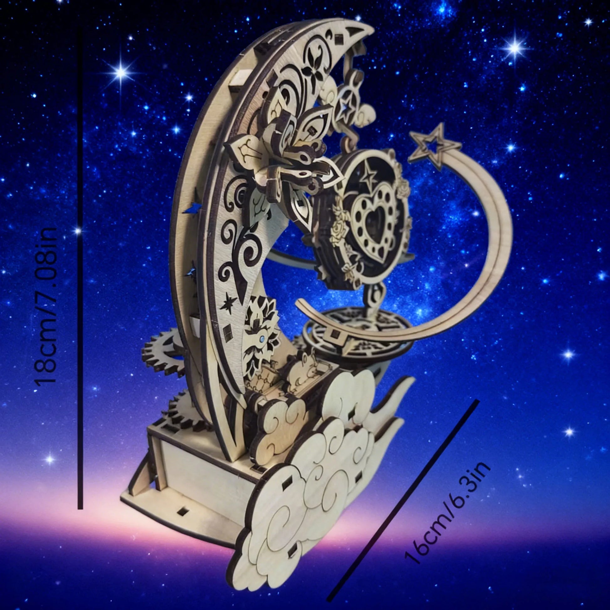 3D Wooden Jigsaw Puzzle, Midsummer Night, Romantic and Exquisite, Design Inspired by the Unique Combination of Hearts and Stars.