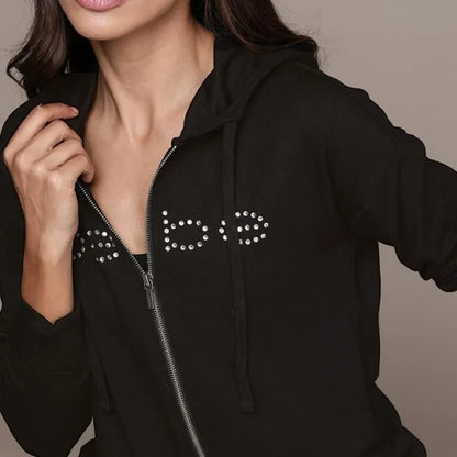 2000S Gothic Jacket Y2K Bling Rhinestone Graphic Zip up Hoodies Streetwear Punk Grunge Long Sleeve Crop Tops Vintage Sweatshirt