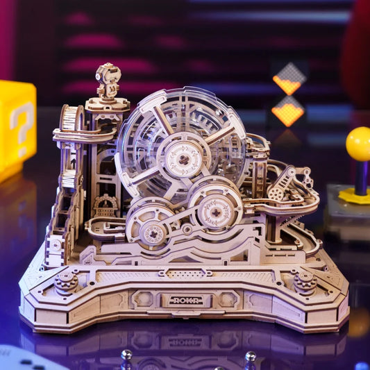 Robotime Pinball Model Gear Ball Challenge 3D Wooden Puzzle Model Kits to Build DIY Table Game Gift Idea for Men Women -EGC