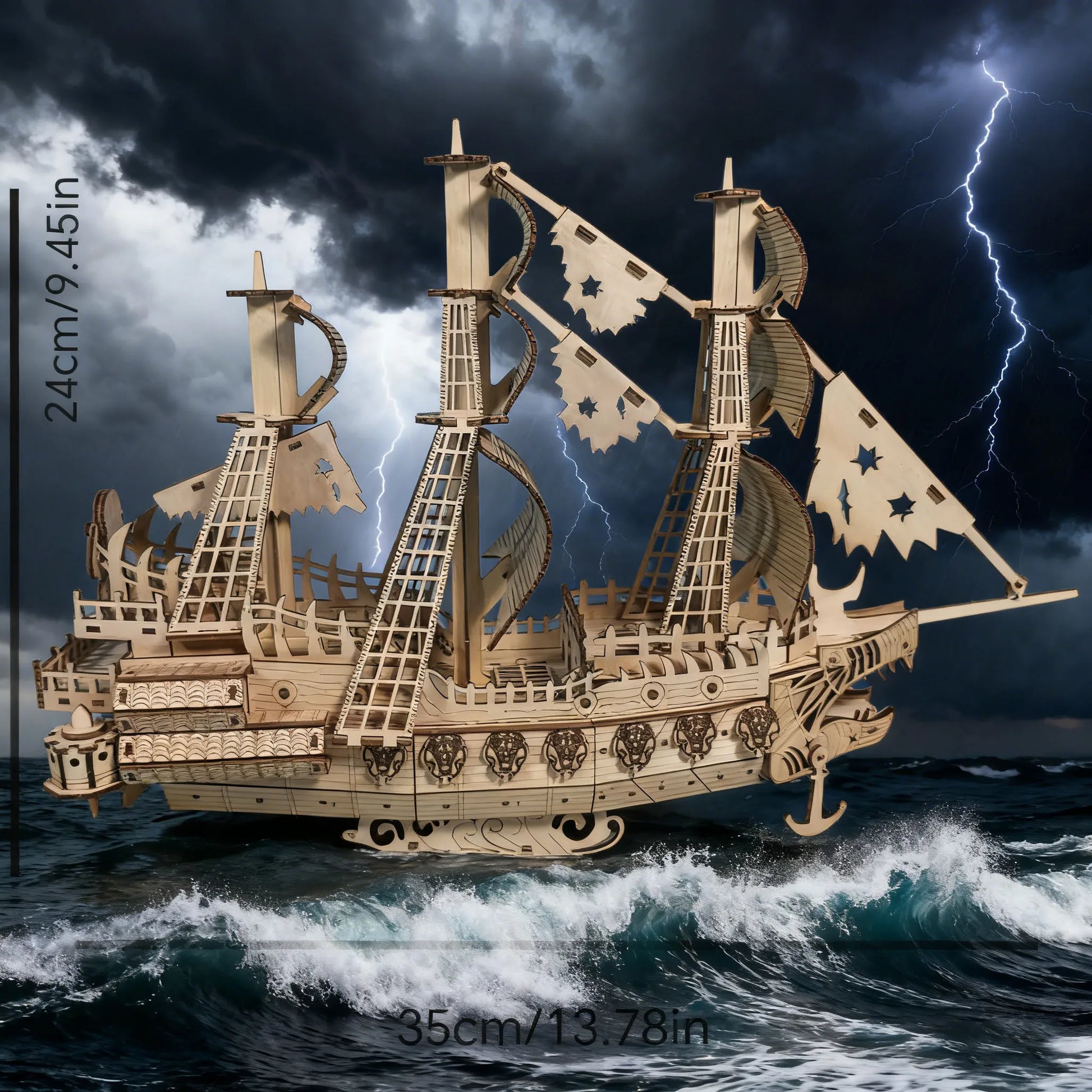Dutchman Ship 3D Wooden Puzzle Model the Perfect Festive Gift for Halloween, Christmas, Valentine'S Day and Birthdays