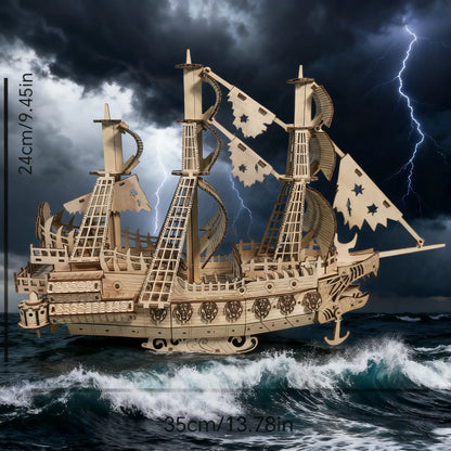 Dutchman Ship 3D Wooden Puzzle Model the Perfect Festive Gift for Halloween, Christmas, Valentine'S Day and Birthdays