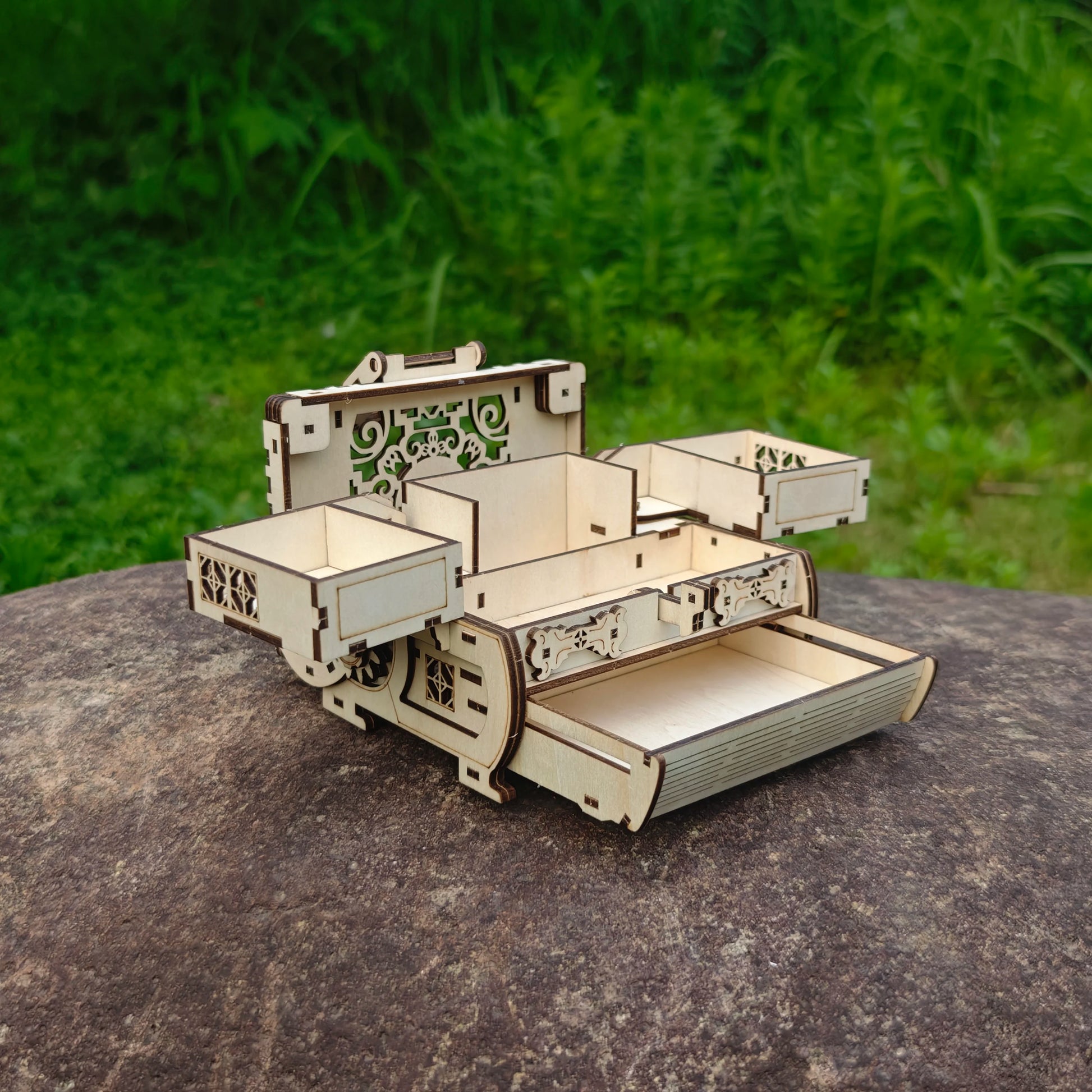 DIY 3D Treasure Box Wooden Puzzle Game Assembly Gift Adult Building Block Jewelry Box