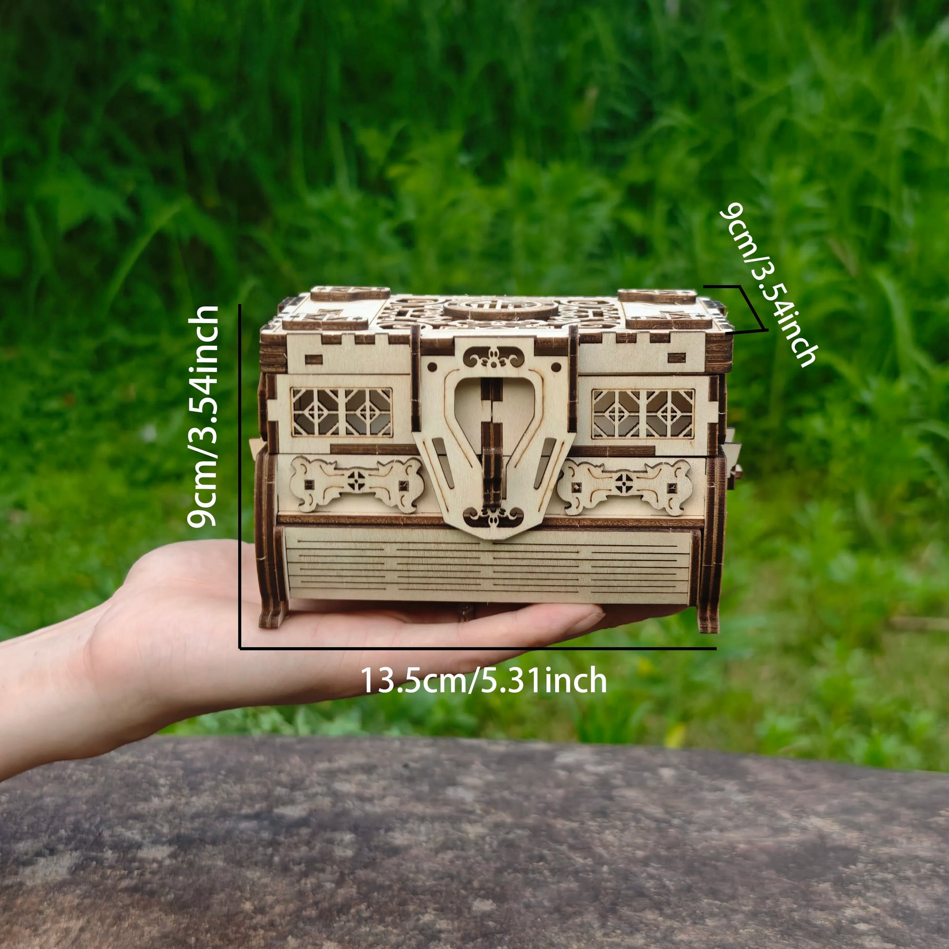 DIY 3D Treasure Box Wooden Puzzle Game Assembly Gift Adult Building Block Jewelry Box