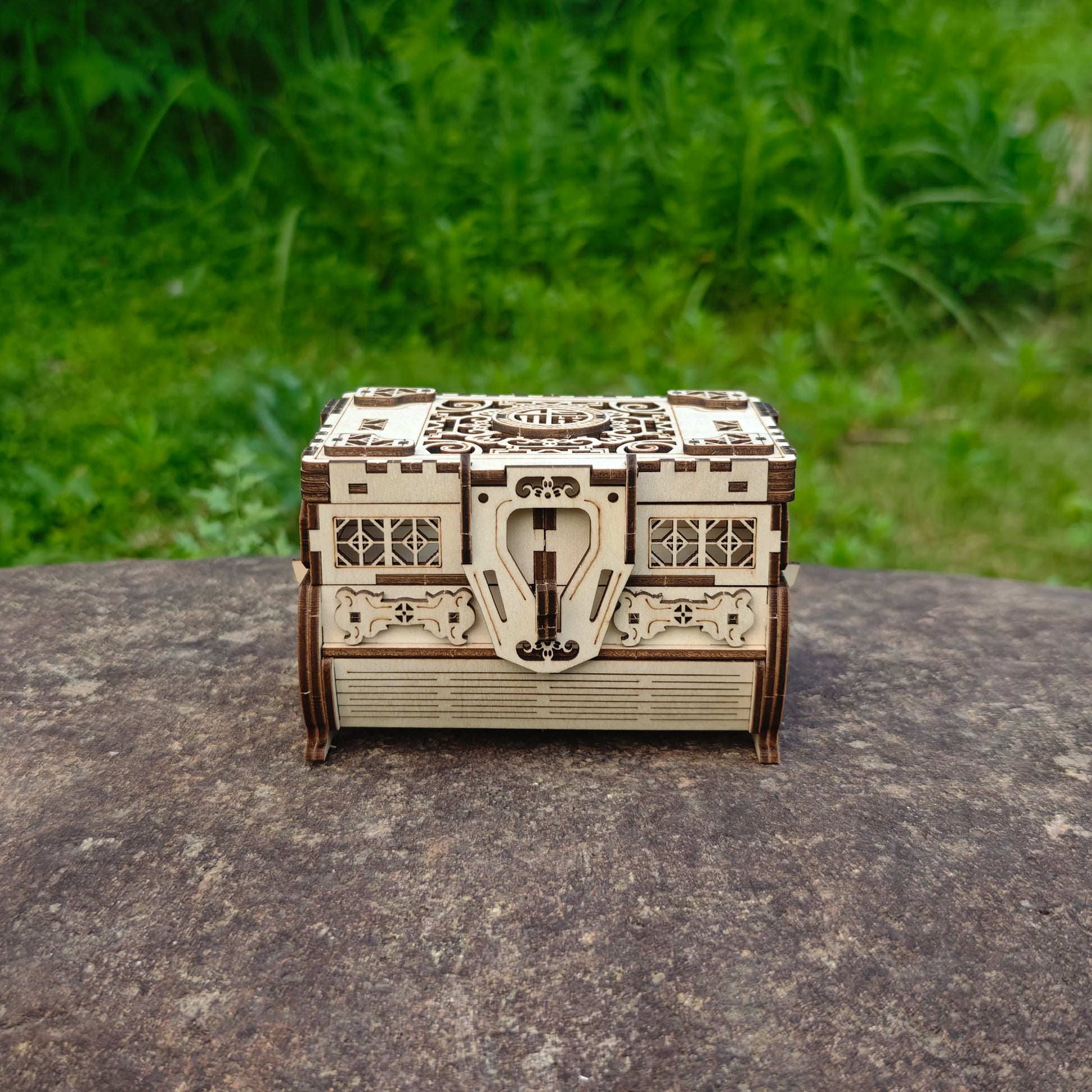 DIY 3D Treasure Box Wooden Puzzle Game Assembly Gift Adult Building Block Jewelry Box