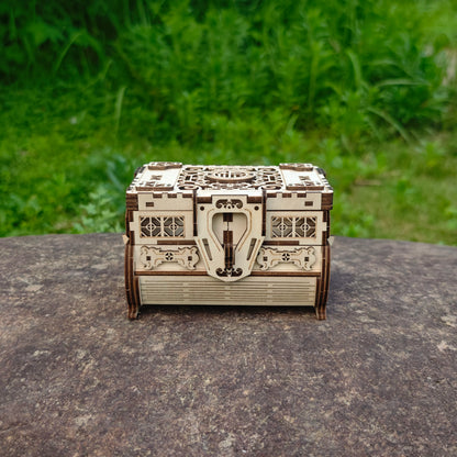 DIY 3D Treasure Box Wooden Puzzle Game Assembly Gift Adult Building Block Jewelry Box