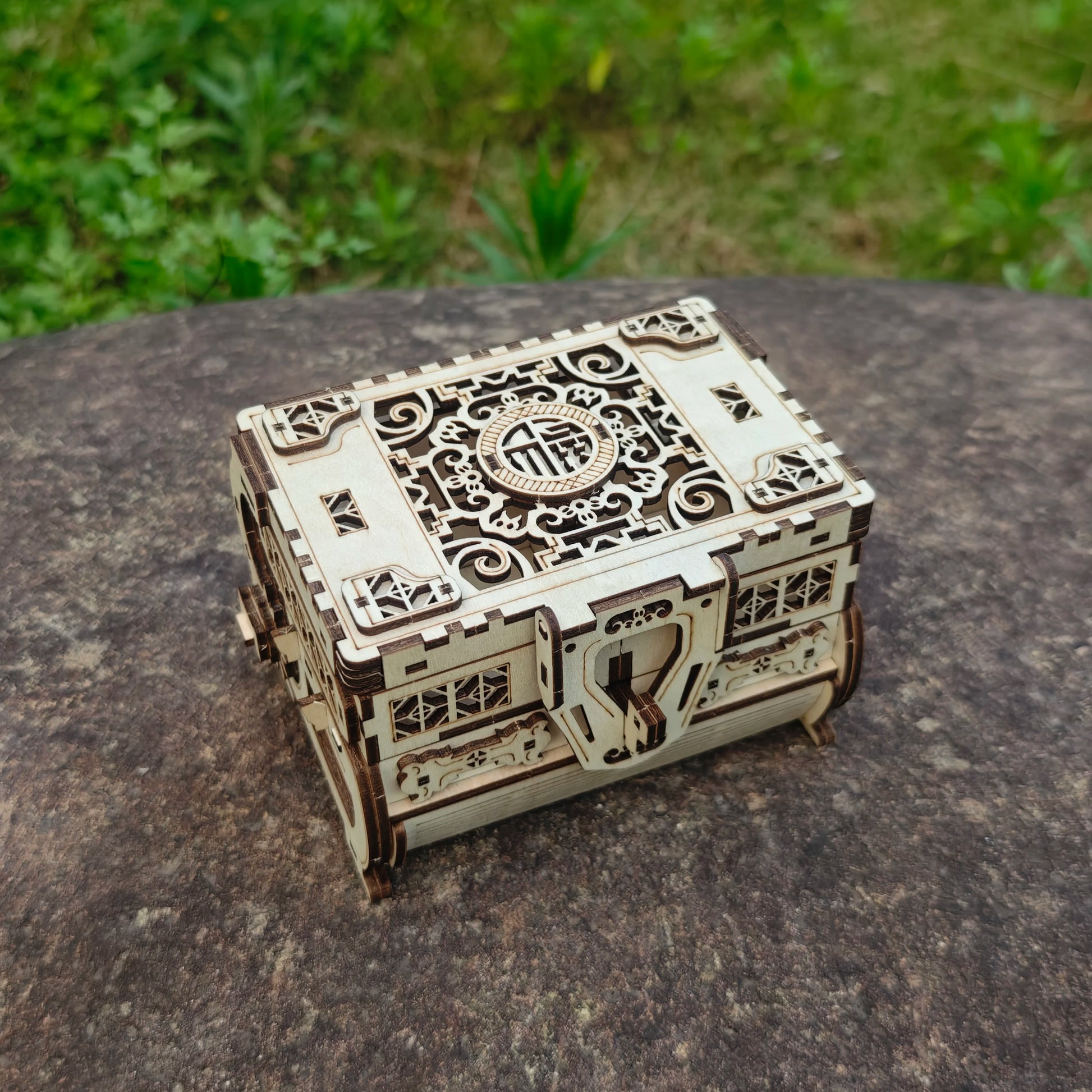 DIY 3D Treasure Box Wooden Puzzle Game Assembly Gift Adult Building Block Jewelry Box