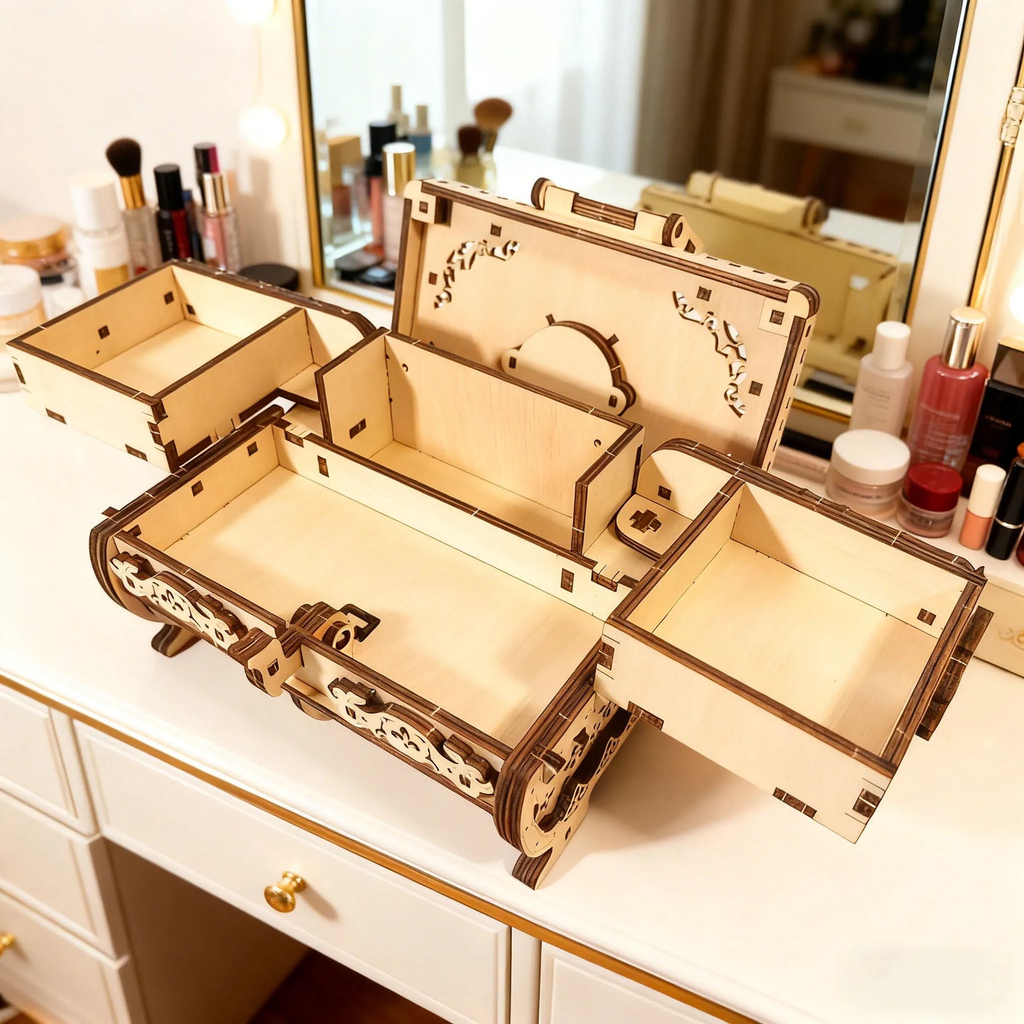 3D Wooden Musical Jewellery Box Model Toy Puzzle DIY Wooden Puzzle Assembly Educational Birthday Gift Valentine'S Day Gift