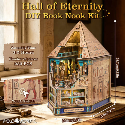 Book Nook Kit 3D Wooden Puzzle Egyptian Pharaoh Mummydiy Miniature Dollhouse Pyramid Model Building Home Decoration Gifts