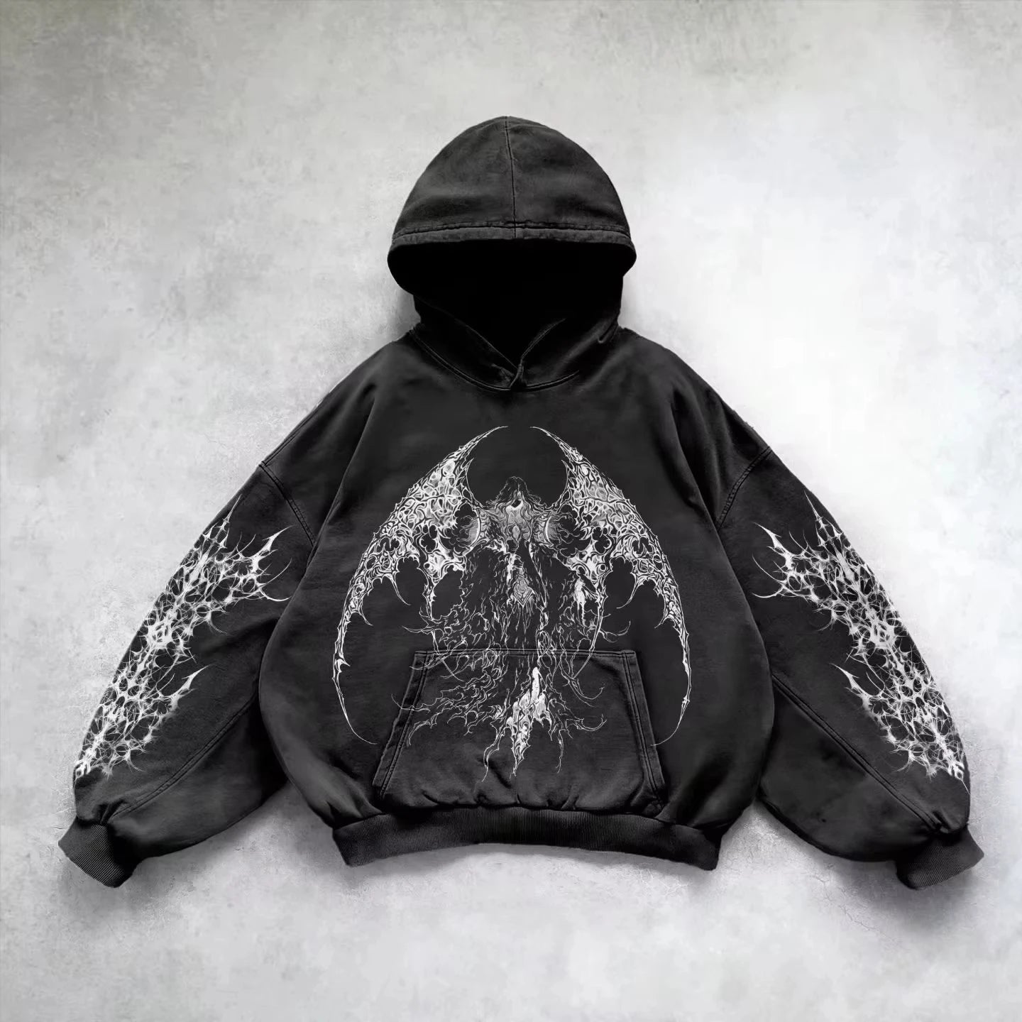 Retro Gothic Graphic Print Hip Hop Hoodie for Men Y2K Grunge Punk Casual Loose Pullover Women Streetwear Sweatshirt Hoodies
