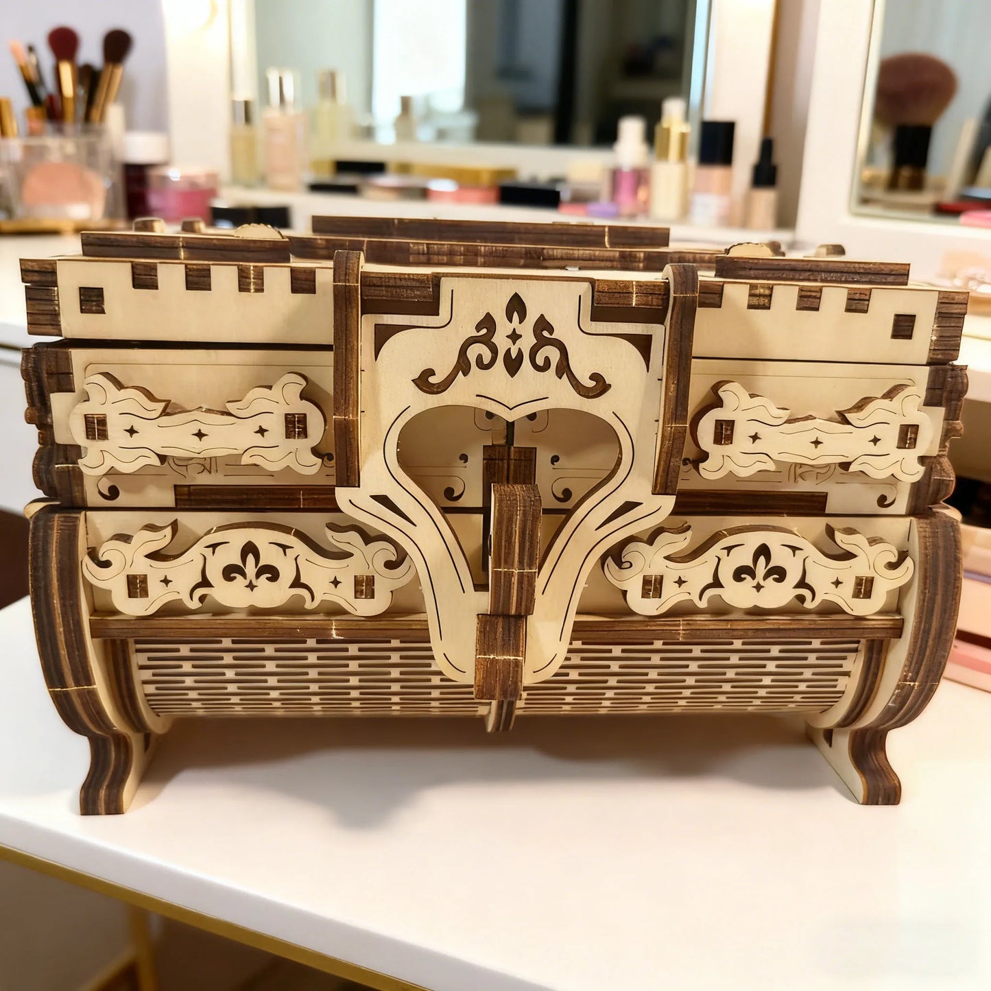 3D Wooden Musical Jewellery Box Model Toy Puzzle DIY Wooden Puzzle Assembly Educational Birthday Gift Valentine'S Day Gift