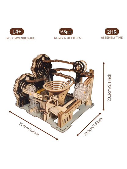 Electric 3D Wooden Puzzles Marble Run Model Kits Brain Teaser Puzzle DIY Handmade Christmas Gift