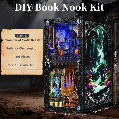 Book Nook Kit Rare Beast Collection Room 3D DIY Wooden Puzzle Handmade Bookshelf Dollhouse Model Bookend Building Home Deco