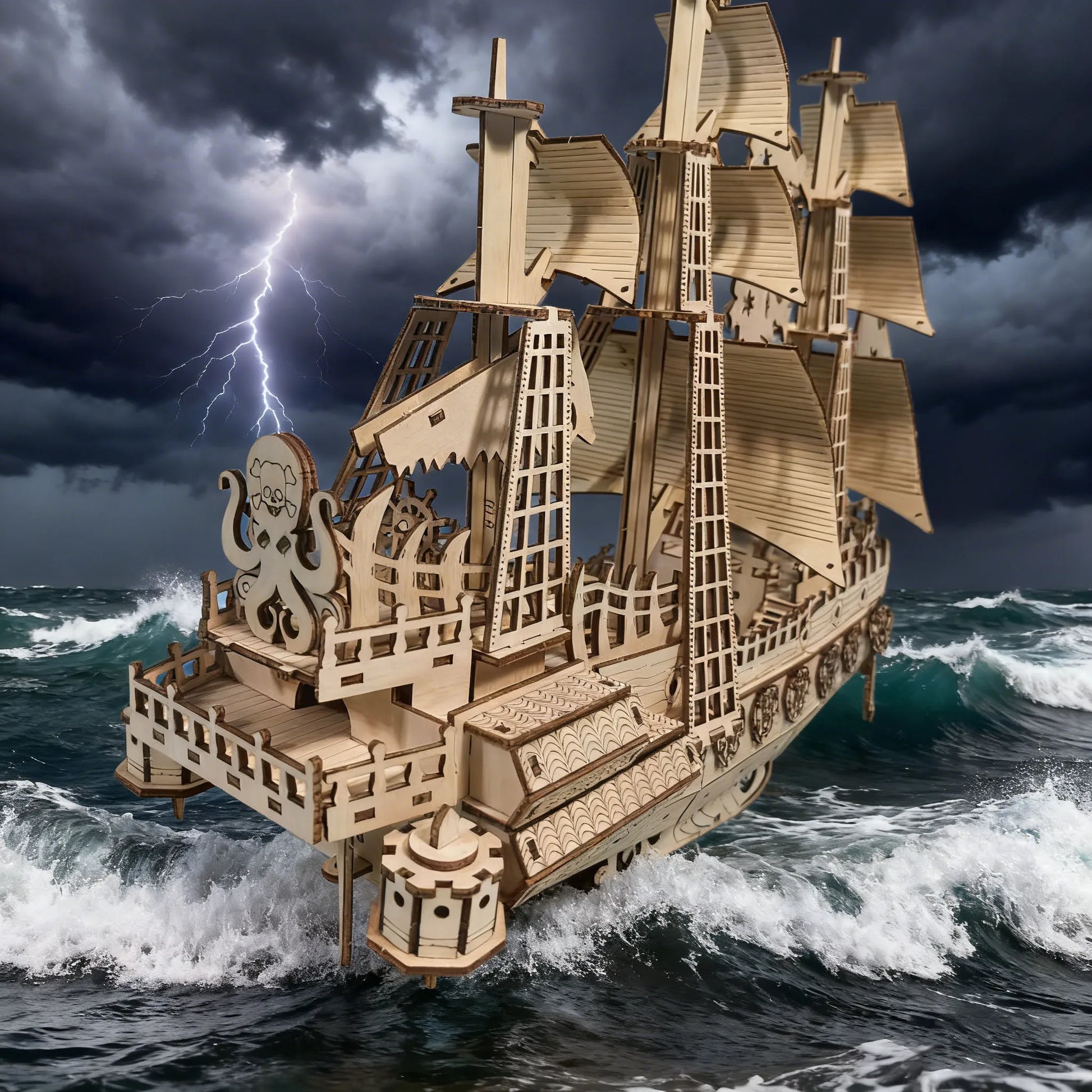 Dutchman Ship 3D Wooden Puzzle Model the Perfect Festive Gift for Halloween, Christmas, Valentine'S Day and Birthdays