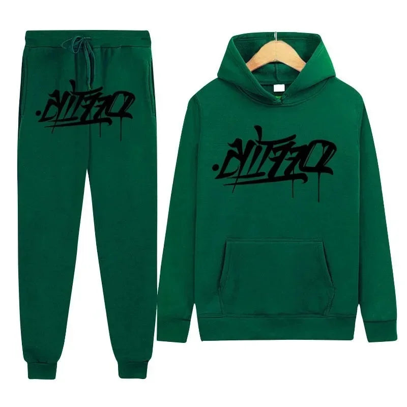 Large Supply of Men'S Sportswear, New Fashion Hip Hop Suit Two-Piece Set Hoodie Printed Sweatshirt Comfortable Casual Male Style