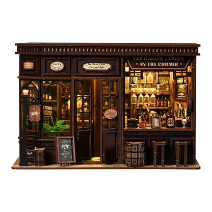 New Corner Bistro Miniature DIY Book Nook - 3D Wooden Puzzle Craft Kit, Christmas & Black Friday Micro Scene Model Gift