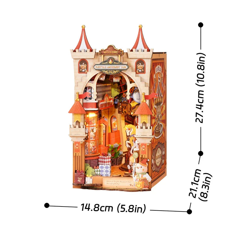 Book Nook Kit Fairytale Amusement Park DIY Miniature Kit with Lights Library of Wonders Booknook Model Kits for Adults