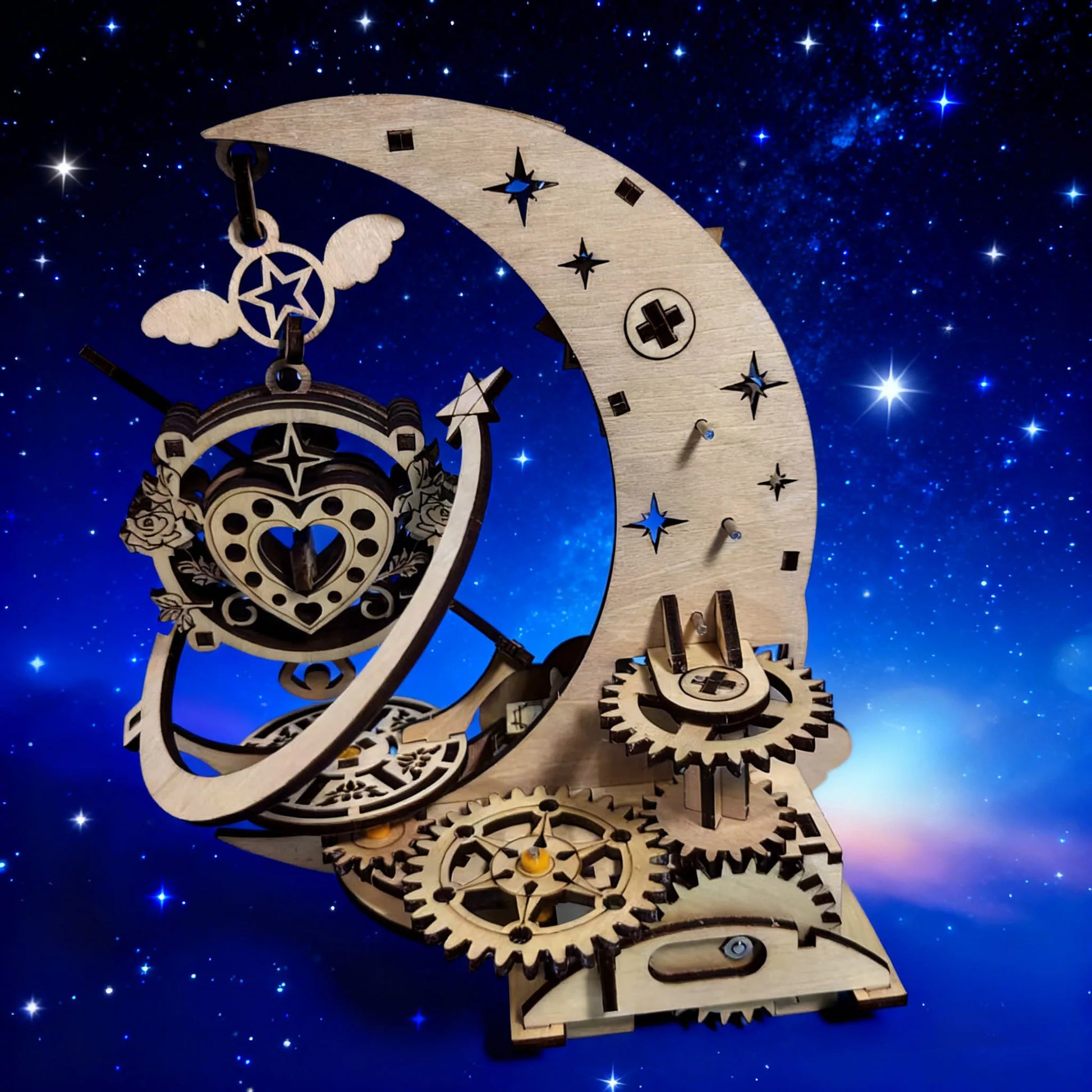 3D Wooden Jigsaw Puzzle, Midsummer Night, Romantic and Exquisite, Design Inspired by the Unique Combination of Hearts and Stars.