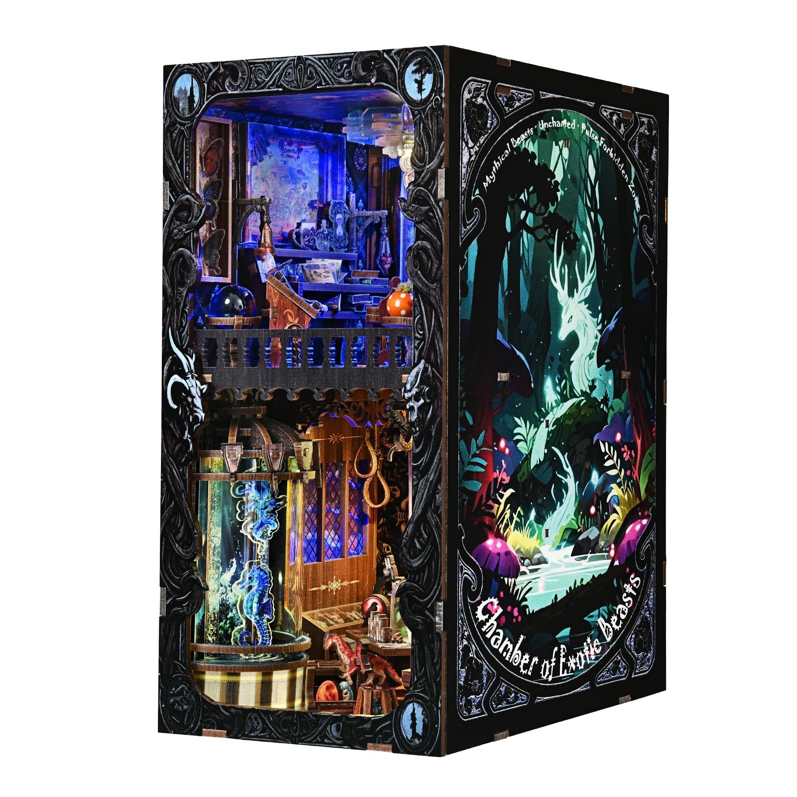 Book Nook Kit Rare Beast Collection Room 3D DIY Wooden Puzzle Handmade Bookshelf Dollhouse Model Bookend Building Home Deco