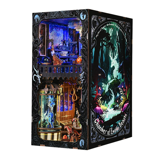 Book Nook Kit Rare Beast Collection Room 3D DIY Wooden Puzzle Handmade Bookshelf Dollhouse Model Bookend Building Home Deco
