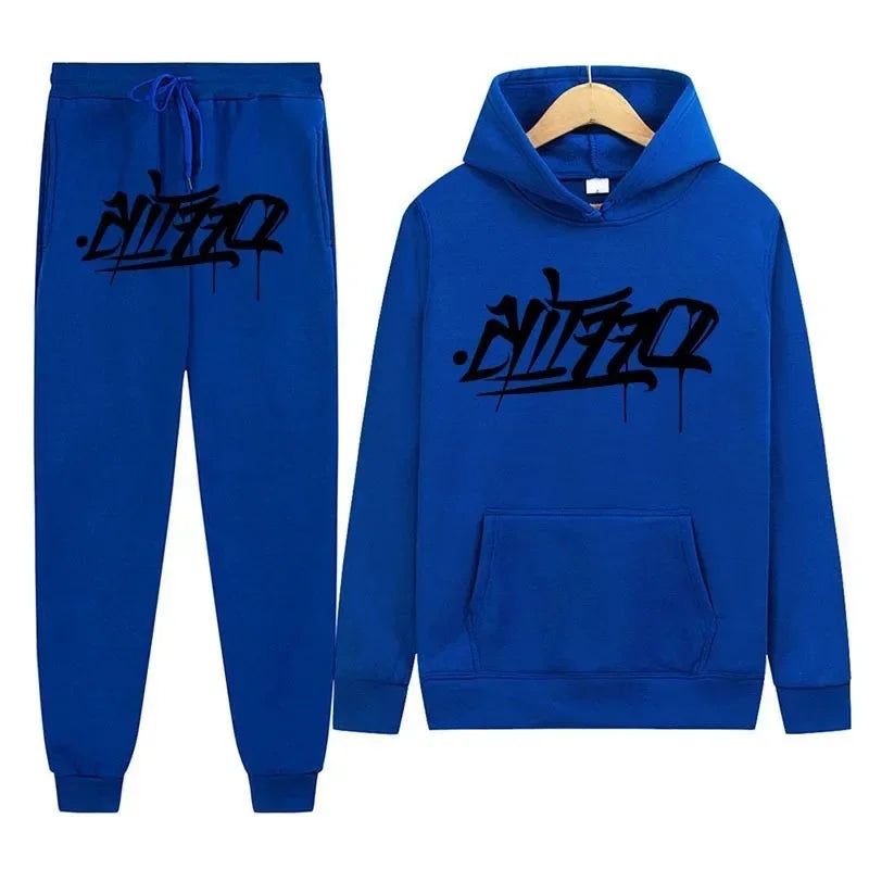 Large Supply of Men'S Sportswear, New Fashion Hip Hop Suit Two-Piece Set Hoodie Printed Sweatshirt Comfortable Casual Male Style