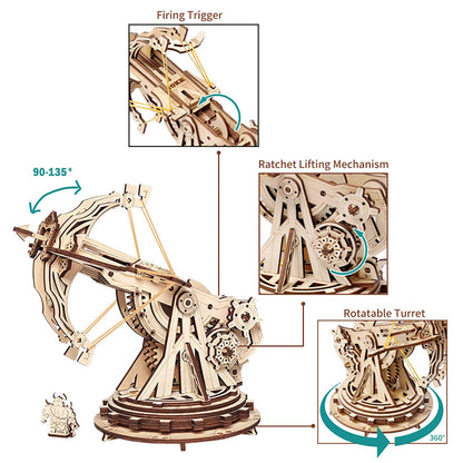 Siege Onager 3D Car Wooden Puzzle Scale Model,Diy Model Kit, Handcraft Gift,Home Decoration,Mechanical Model Kit, Building Toy