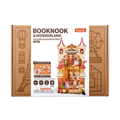 Book Nook Kit Fairytale Amusement Park DIY Miniature Kit with Lights Library of Wonders Booknook Model Kits for Adults