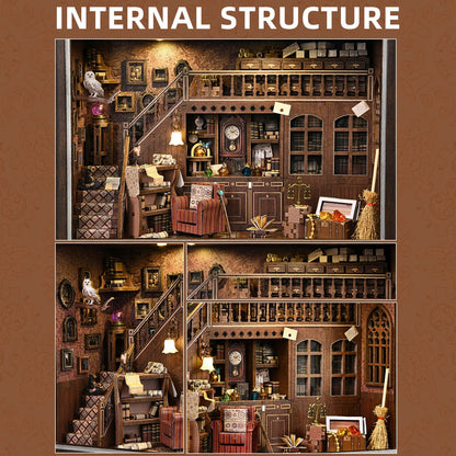 Book Nook Kit Secret Attic DIY 3D Wooden Puzzle Bookshelf Insert Dollhouse Model Bookend Building Home Decoration Photo Frame