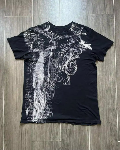 Y2K American Skull Pattern Long Sleeved T Shirt Fashion round Neck Oversized T Shirt New Mens Womens Casual Gothic Clothing Tops