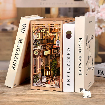 Cat'S Alley DIY Miniature House - 3D Wooden Book Nook Kit, Hand-Assembled Bookend & Home Decor, Christmas and Black Friday