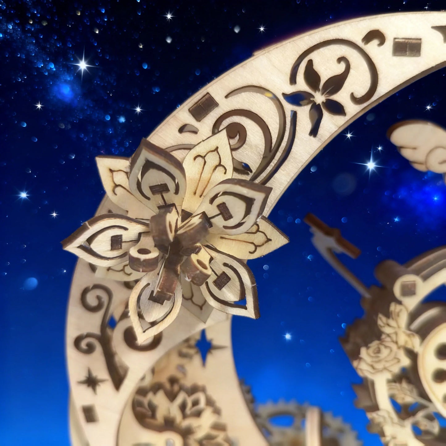 3D Wooden Jigsaw Puzzle, Midsummer Night, Romantic and Exquisite, Design Inspired by the Unique Combination of Hearts and Stars.