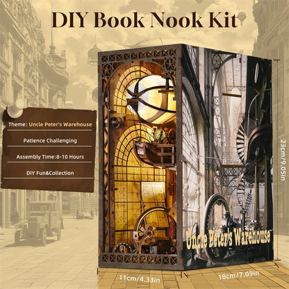 Book Nook Kit Airship Model 3D Wooden Puzzle DIY Home Decoration for Bookshelf Miniature Insert Magic Book House Stand Bookshelf