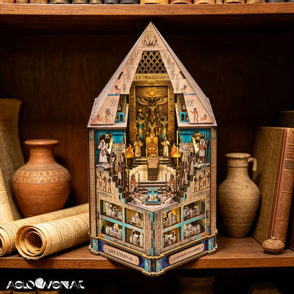 Book Nook Kit 3D Wooden Puzzle Egyptian Pharaoh Mummydiy Miniature Dollhouse Pyramid Model Building Home Decoration Gifts