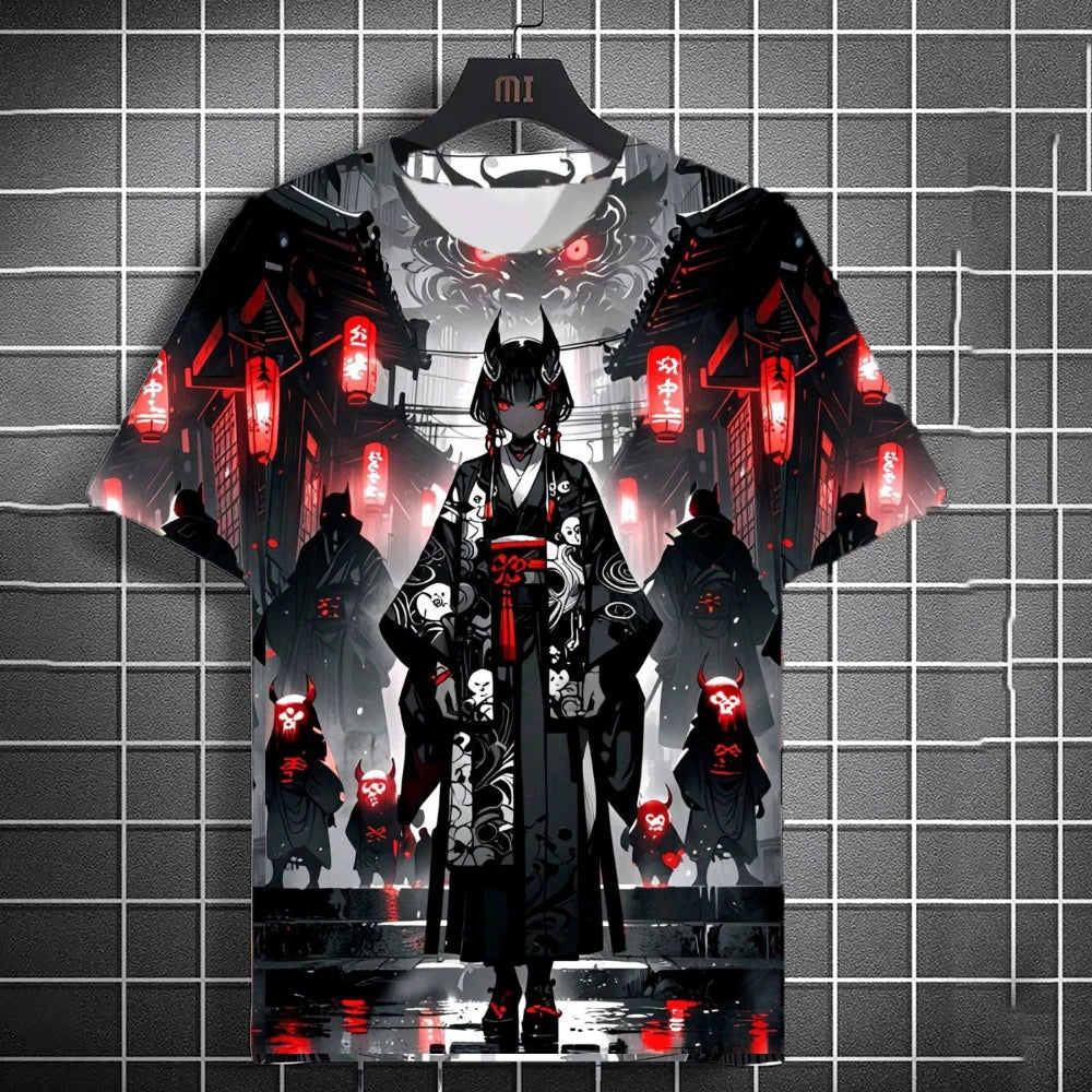 Japanese Style Samurai Katana Girl T-Shirts 3D Print Personality Anime T Shirt Men/Women Short Sleeve Top Fashion Men'S Clothes